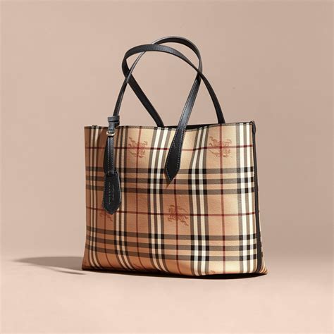 burberry brown leather classic shopping tote bag|burberry tote bags second hand.